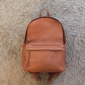 Madewelll Large Brown Leather Backpack